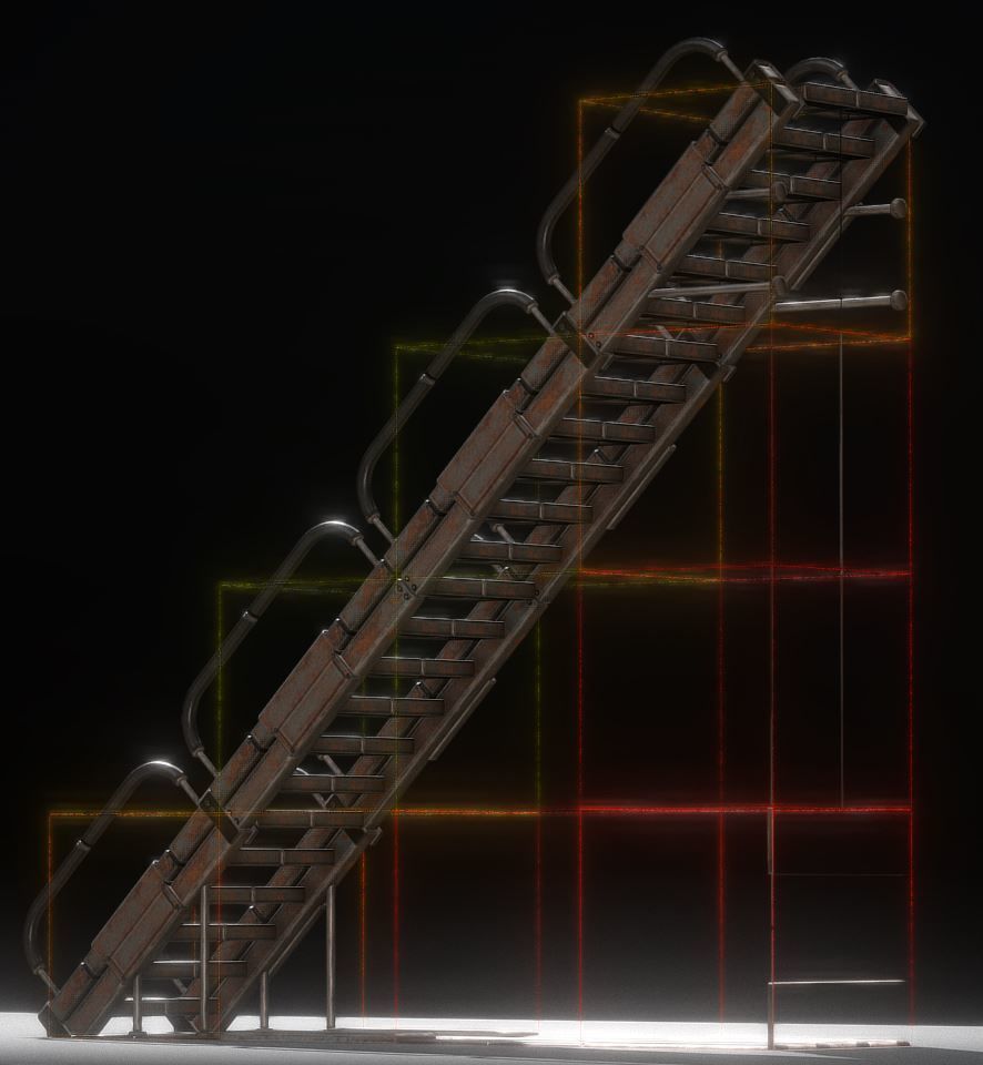 Modular Sci-Fi Stairs - Package - All Available Textures  Low-poly 3D model_132