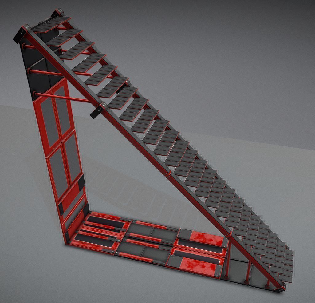 Modular Sci-Fi Stairs - Package - All Available Textures  Low-poly 3D model_82