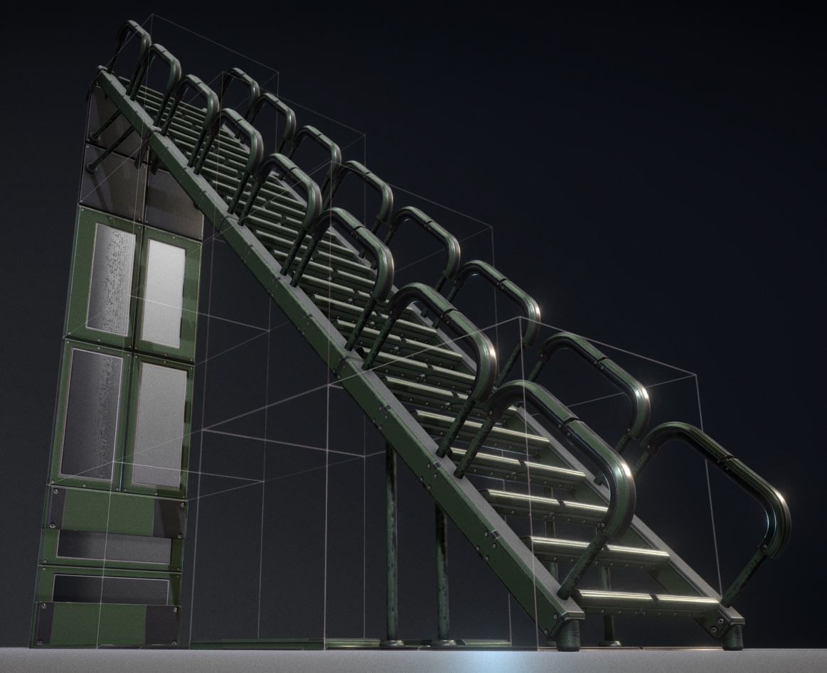 Modular Sci-Fi Stairs - Package - All Available Textures  Low-poly 3D model_221