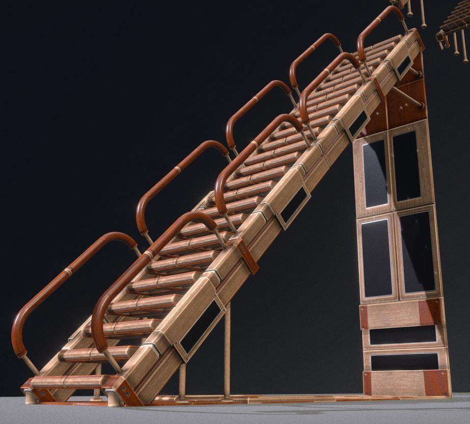 Modular Sci-Fi Stairs - Package - All Available Textures  Low-poly 3D model_48