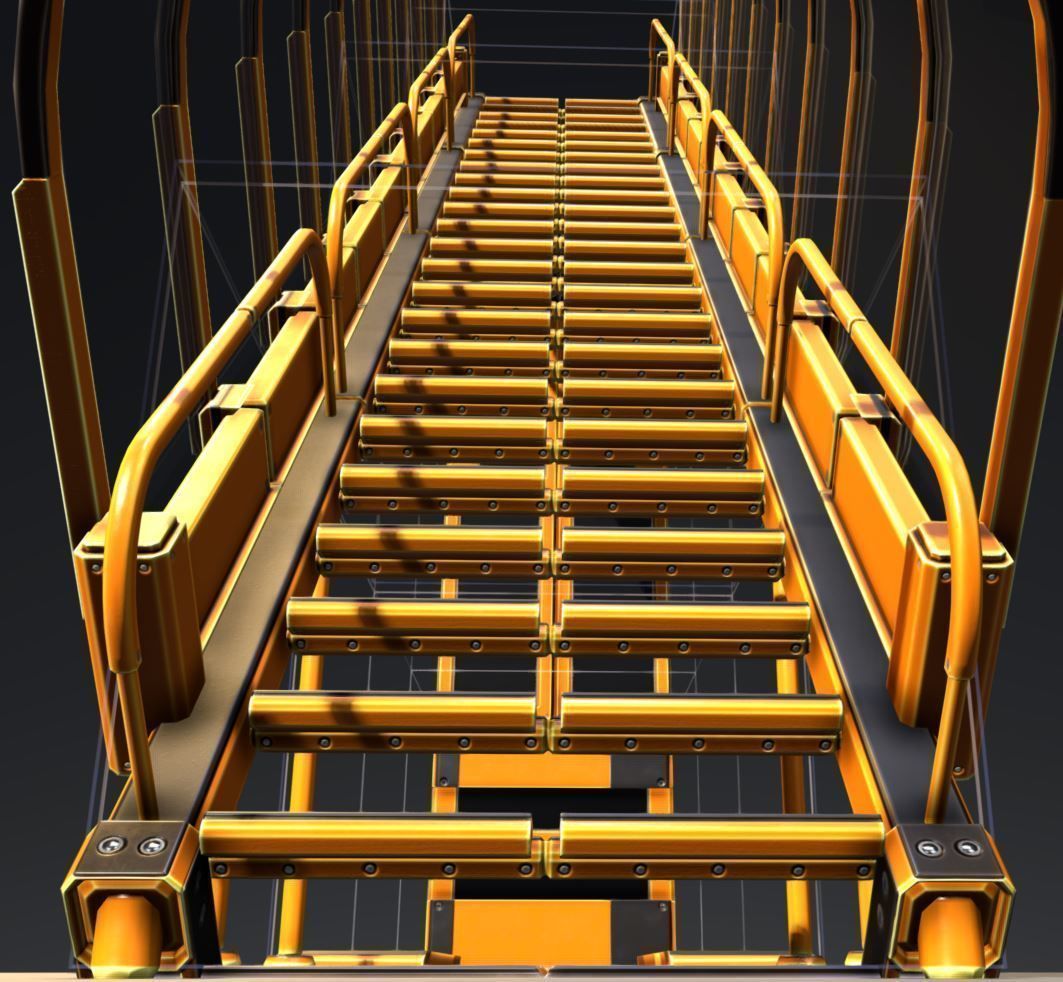 Modular Sci-Fi Stairs - Package - All Available Textures  Low-poly 3D model_135