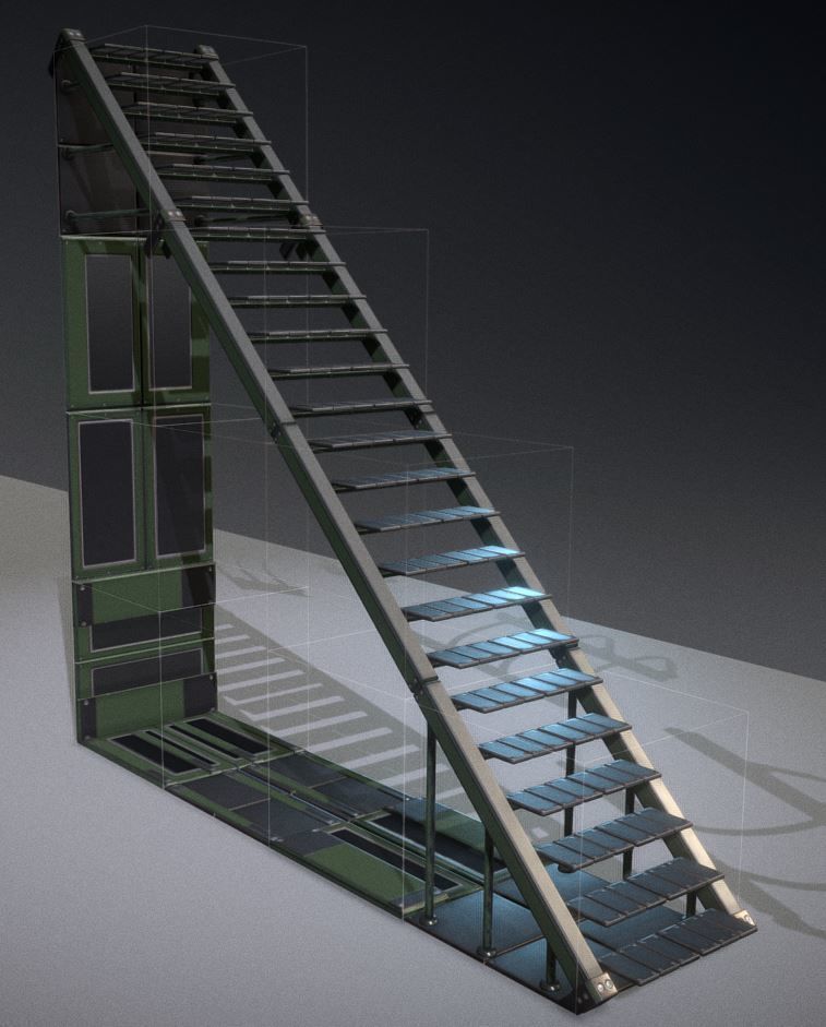 Modular Sci-Fi Stairs - Package - All Available Textures  Low-poly 3D model_232
