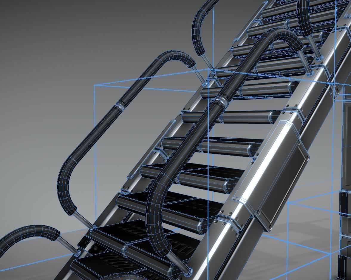 Modular Sci-Fi Stairs - Package - All Available Textures  Low-poly 3D model_68