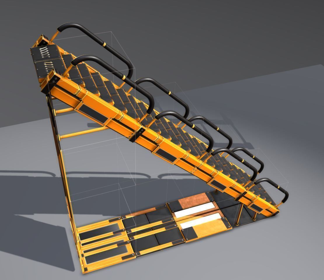 Modular Sci-Fi Stairs - Package - All Available Textures  Low-poly 3D model_129