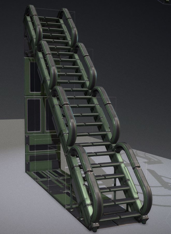 Modular Sci-Fi Stairs - Package - All Available Textures  Low-poly 3D model_149