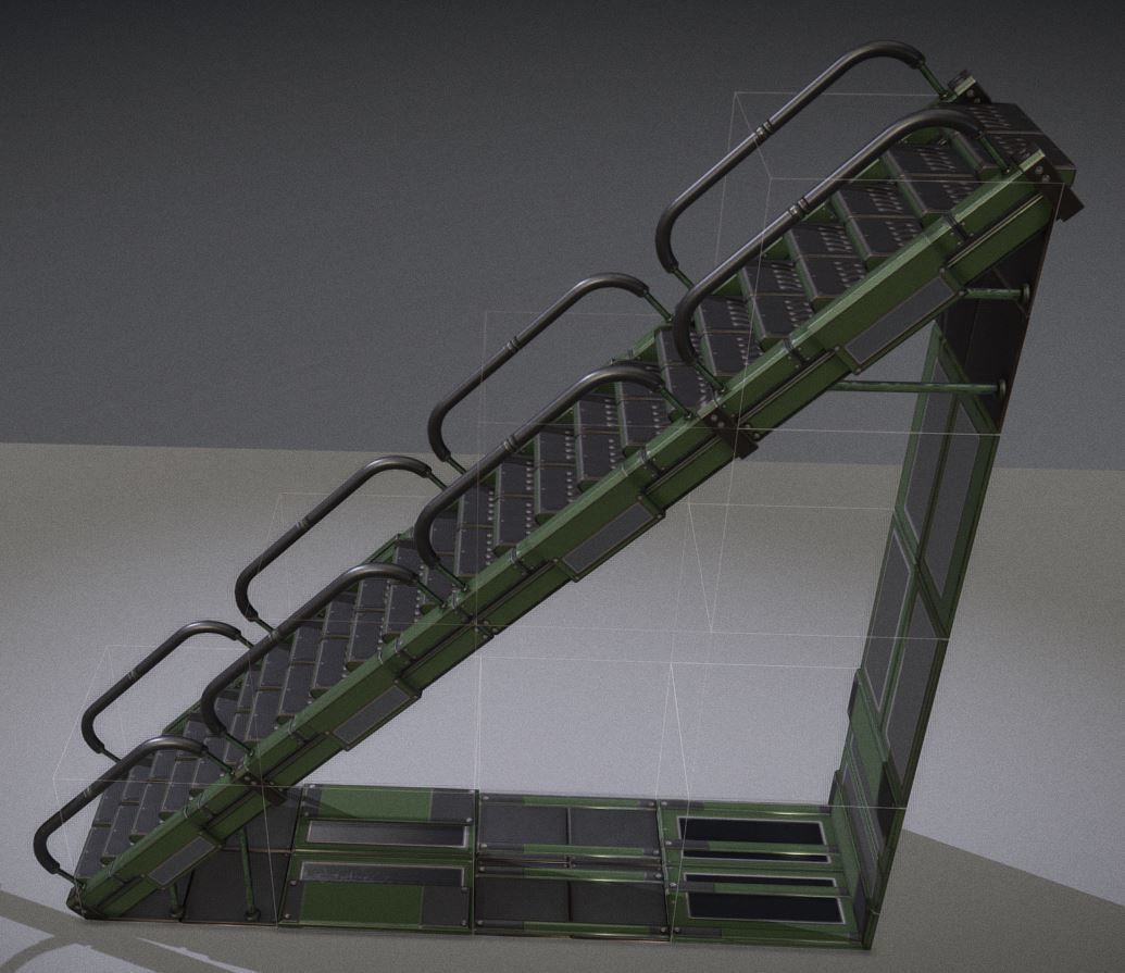 Modular Sci-Fi Stairs - Package - All Available Textures  Low-poly 3D model_133