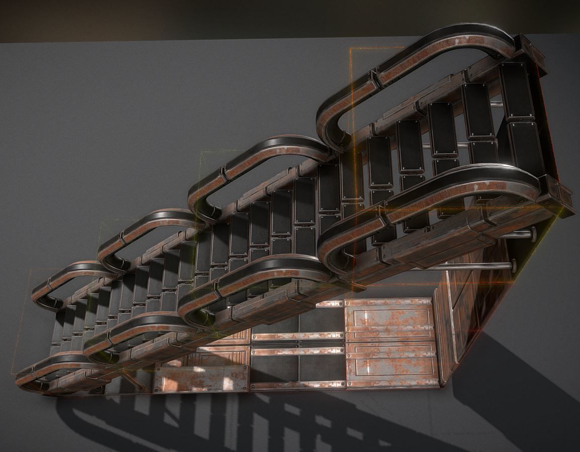 Modular Sci-Fi Stairs - Package - All Available Textures  Low-poly 3D model_151