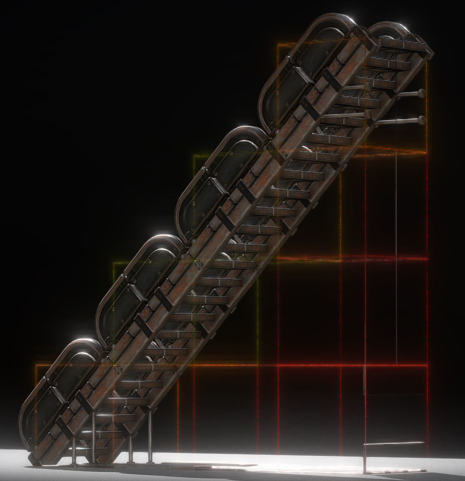 Modular Sci-Fi Stairs - Package - All Available Textures  Low-poly 3D model_100