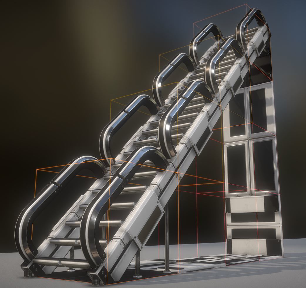 Modular Sci-Fi Stairs - Package - All Available Textures  Low-poly 3D model_46