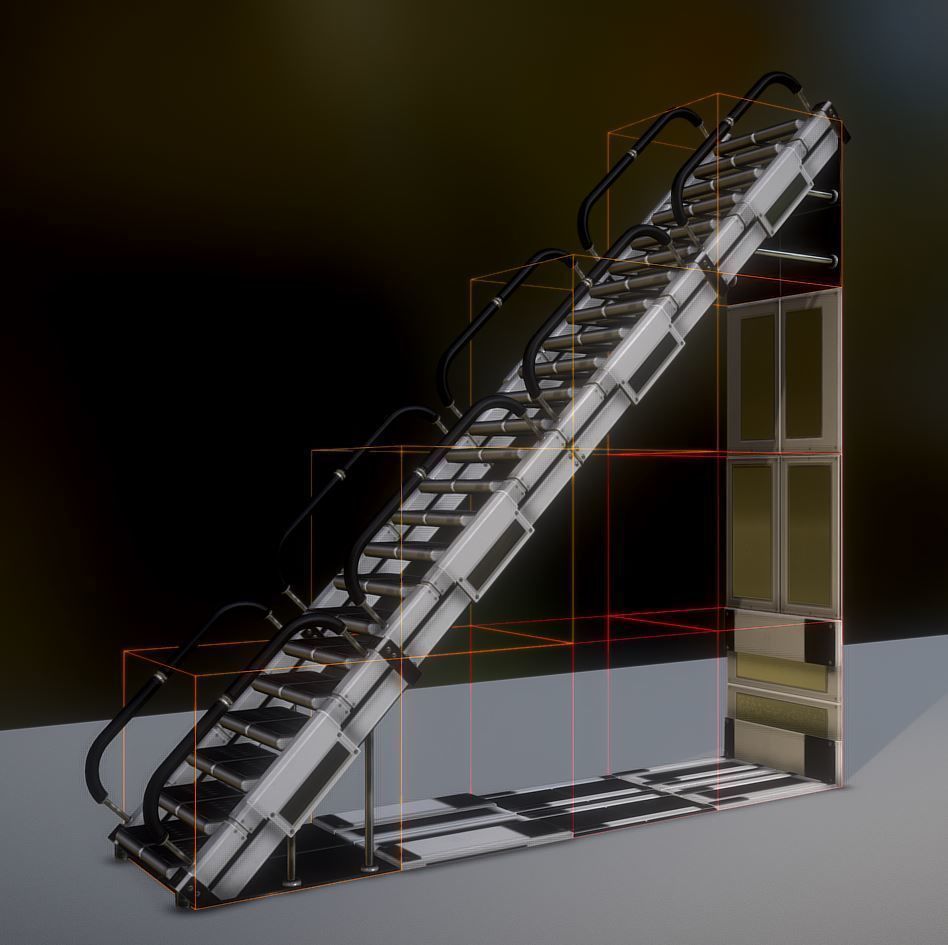 Modular Sci-Fi Stairs - Package - All Available Textures  Low-poly 3D model_28