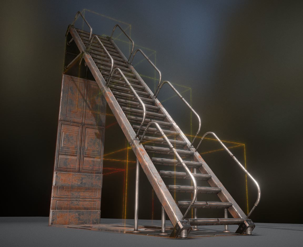 Modular Sci-Fi Stairs - Package - All Available Textures  Low-poly 3D model_203