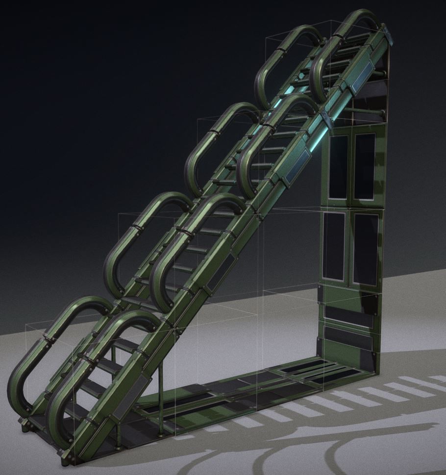 Modular Sci-Fi Stairs - Package - All Available Textures  Low-poly 3D model_190