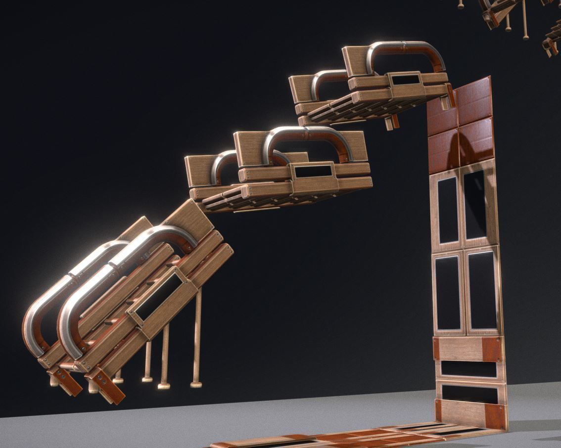 Modular Sci-Fi Stairs - Package - All Available Textures  Low-poly 3D model_49