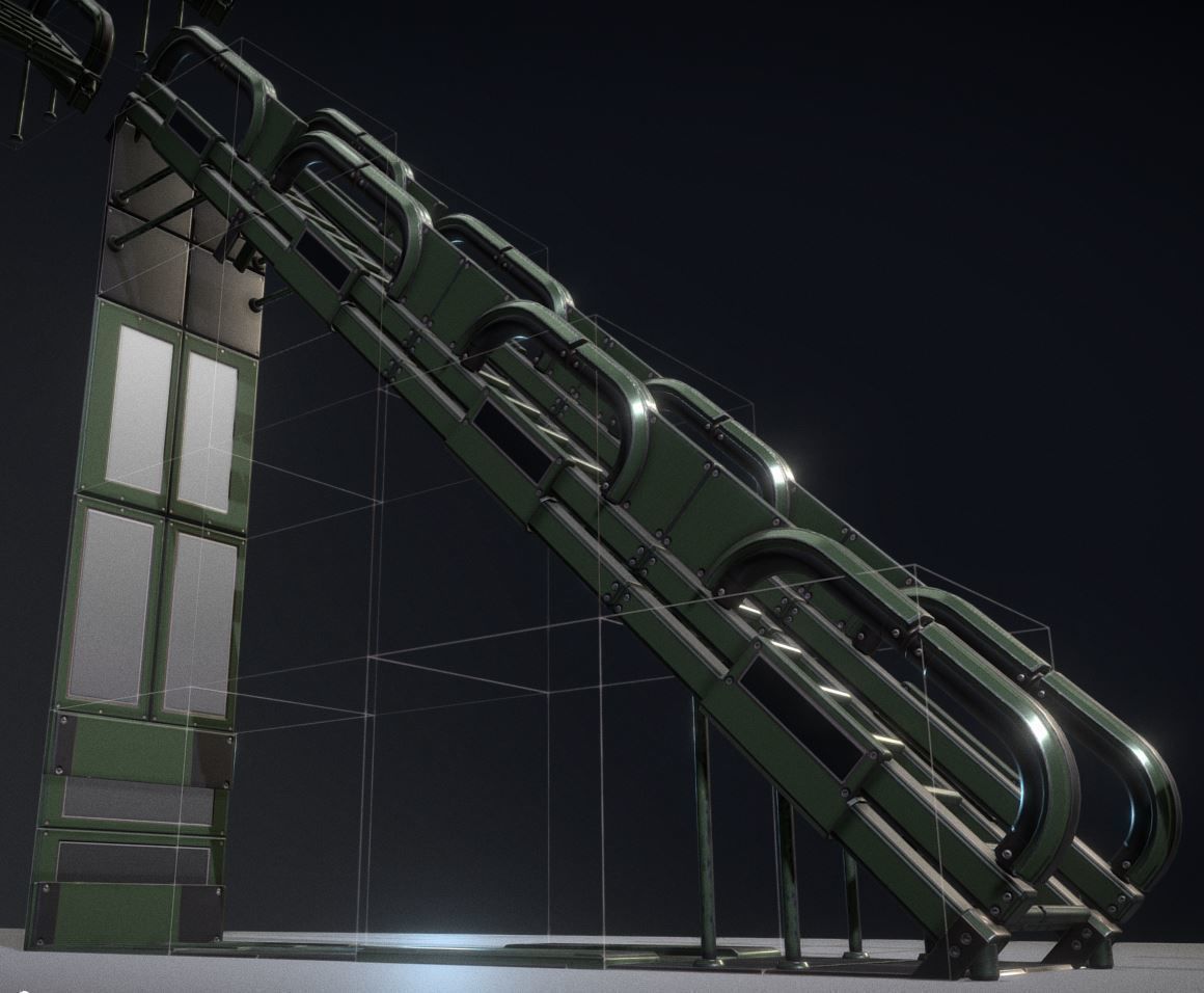Modular Sci-Fi Stairs - Package - All Available Textures  Low-poly 3D model_111