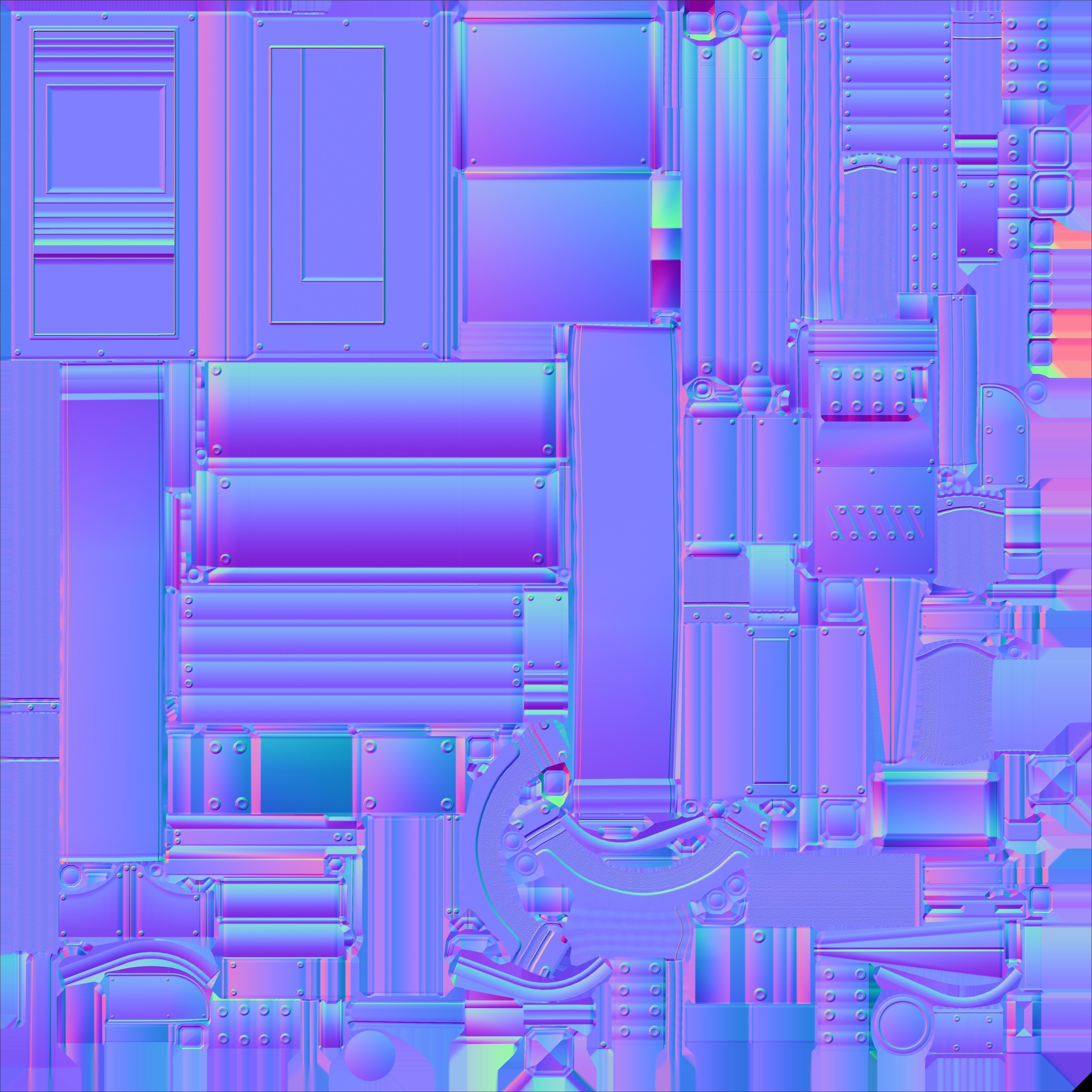 Modular Sci-Fi Stairs - Package - All Available Textures  Low-poly 3D model_294