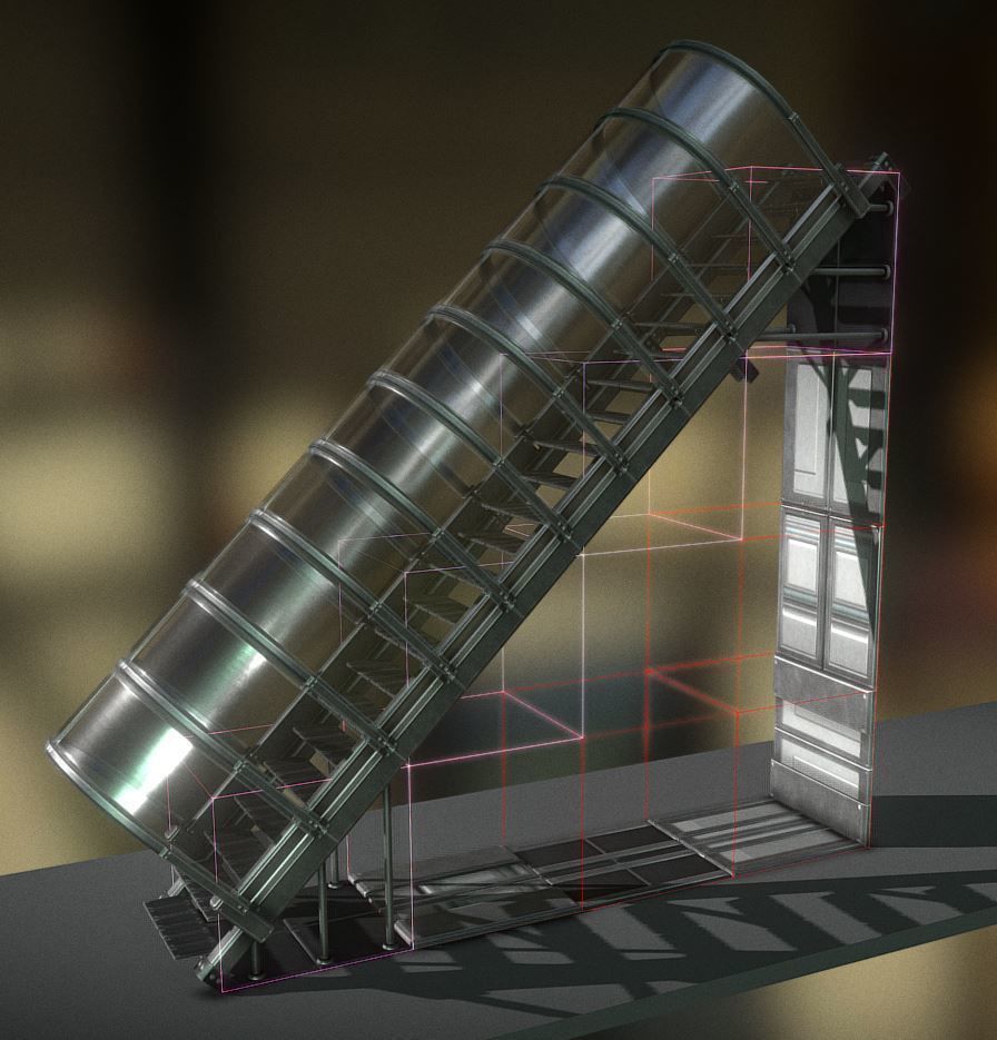 Modular Sci-Fi Stairs - Package - All Available Textures  Low-poly 3D model_217