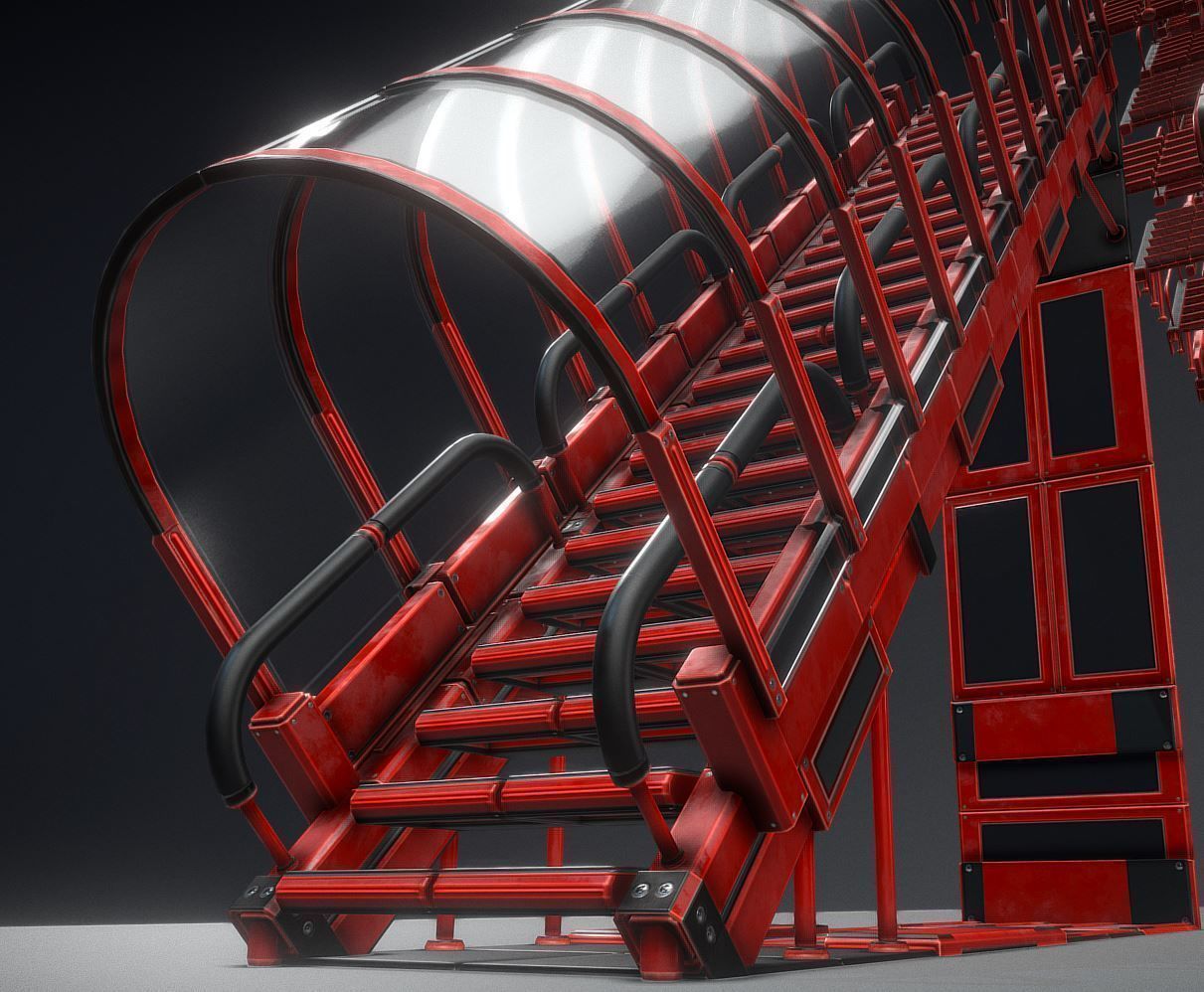 Modular Sci-Fi Stairs - Package - All Available Textures  Low-poly 3D model_192
