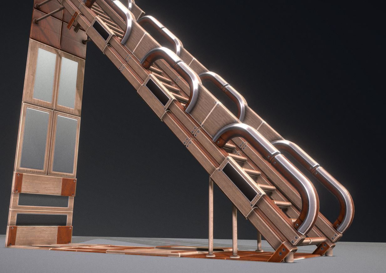 Modular Sci-Fi Stairs - Package - All Available Textures  Low-poly 3D model_52