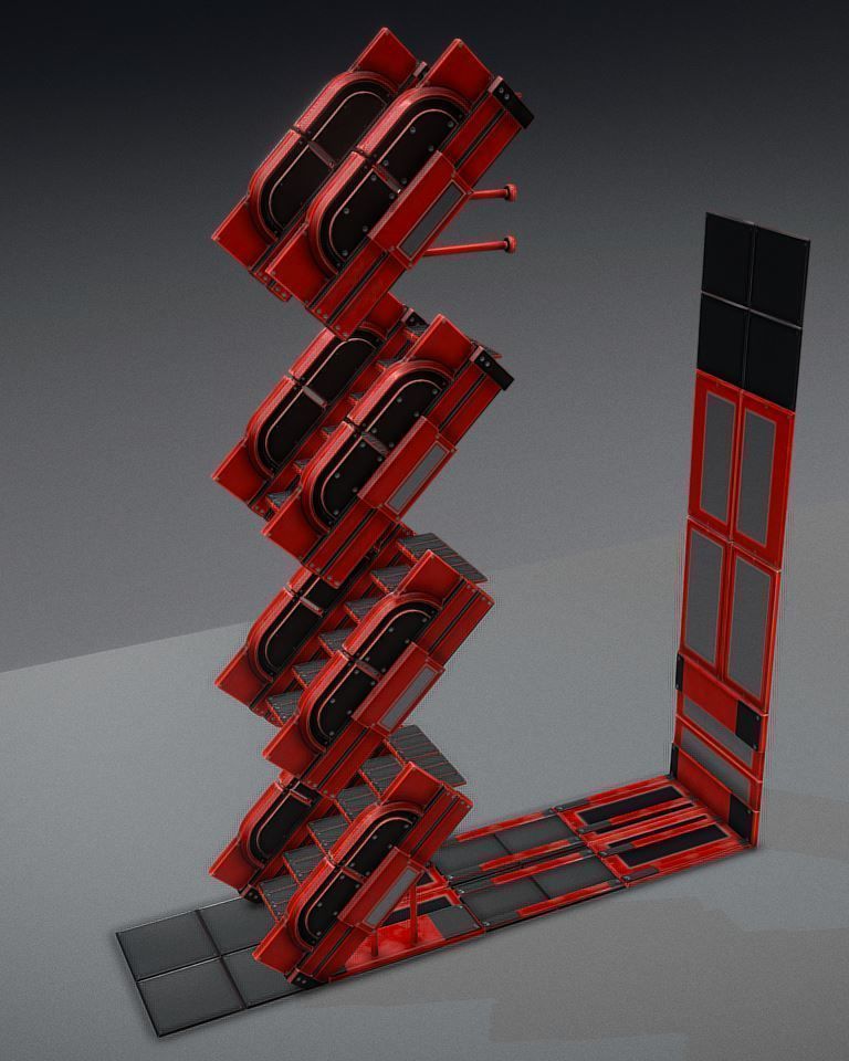 Modular Sci-Fi Stairs - Package - All Available Textures  Low-poly 3D model_170
