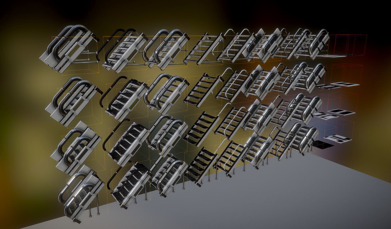 Modular Sci-Fi Stairs - Package - All Available Textures  Low-poly 3D model_25