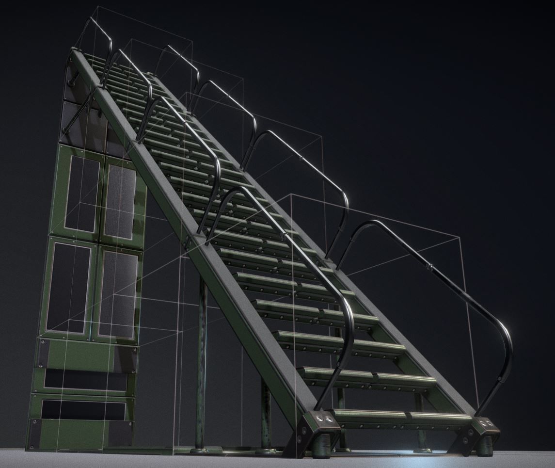 Modular Sci-Fi Stairs - Package - All Available Textures  Low-poly 3D model_112