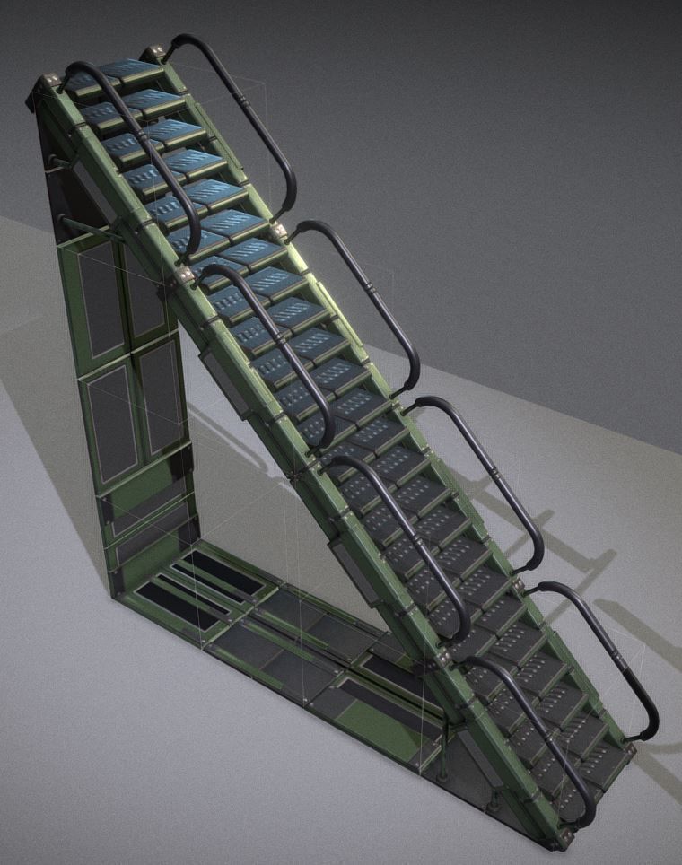Modular Sci-Fi Stairs - Package - All Available Textures  Low-poly 3D model_99