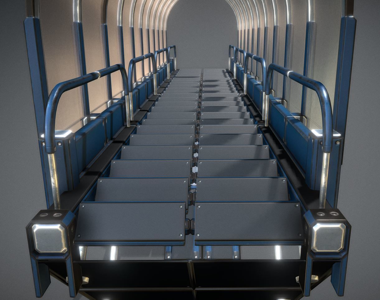 Modular Sci-Fi Stairs - Package - All Available Textures  Low-poly 3D model_153