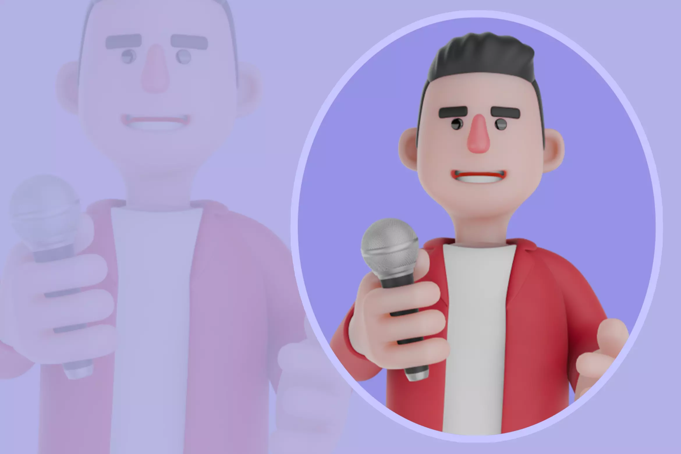 Stylized 3D Singer Offering Mic - Friendly Invite 3D model