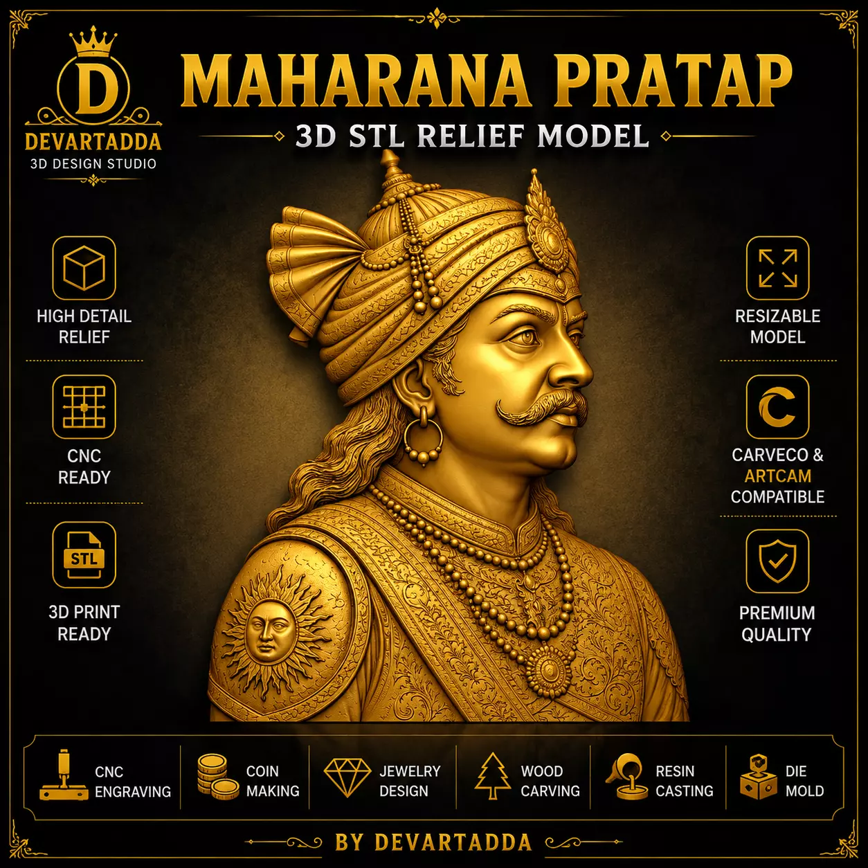 Maharana Pratap Relief STL 3D print model