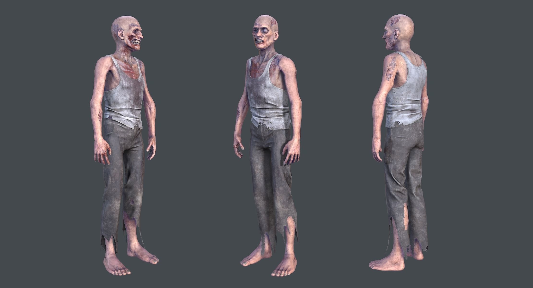 Zombie Rigged Animated Low-poly 3D model_2