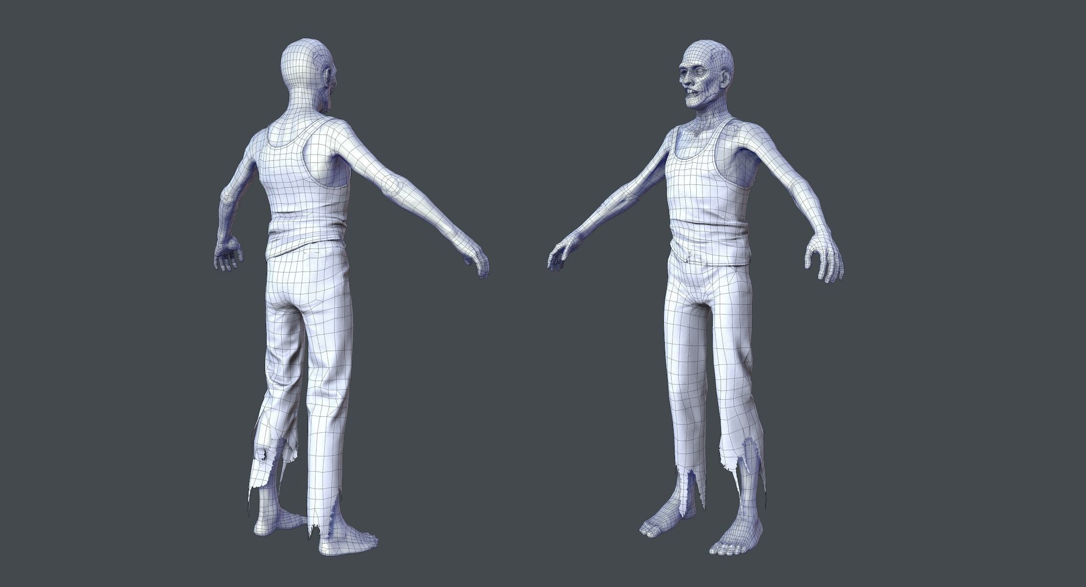 Zombie Rigged Animated Low-poly 3D model_7