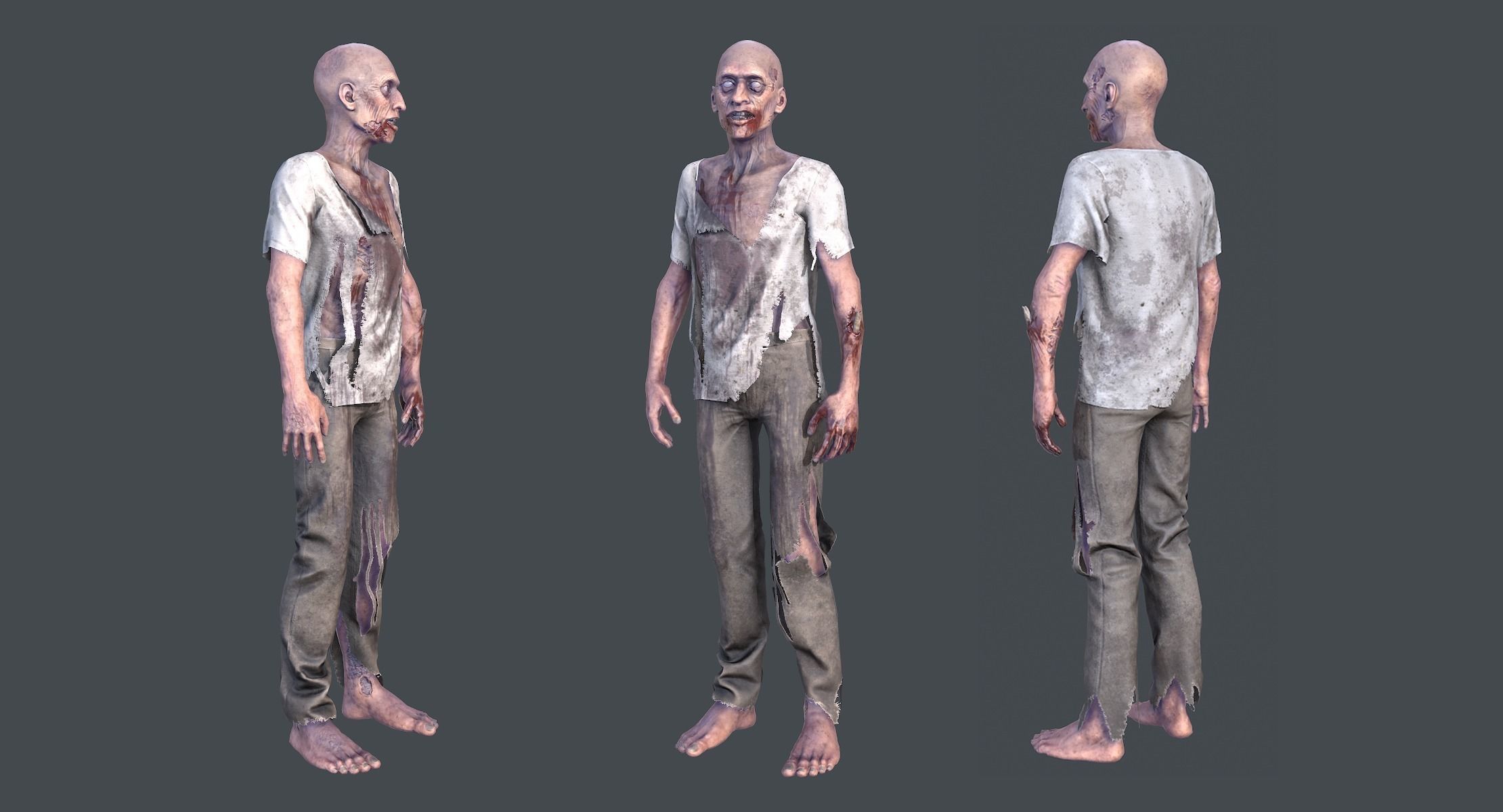 Zombie Rigged Animated Low-poly 3D model_1