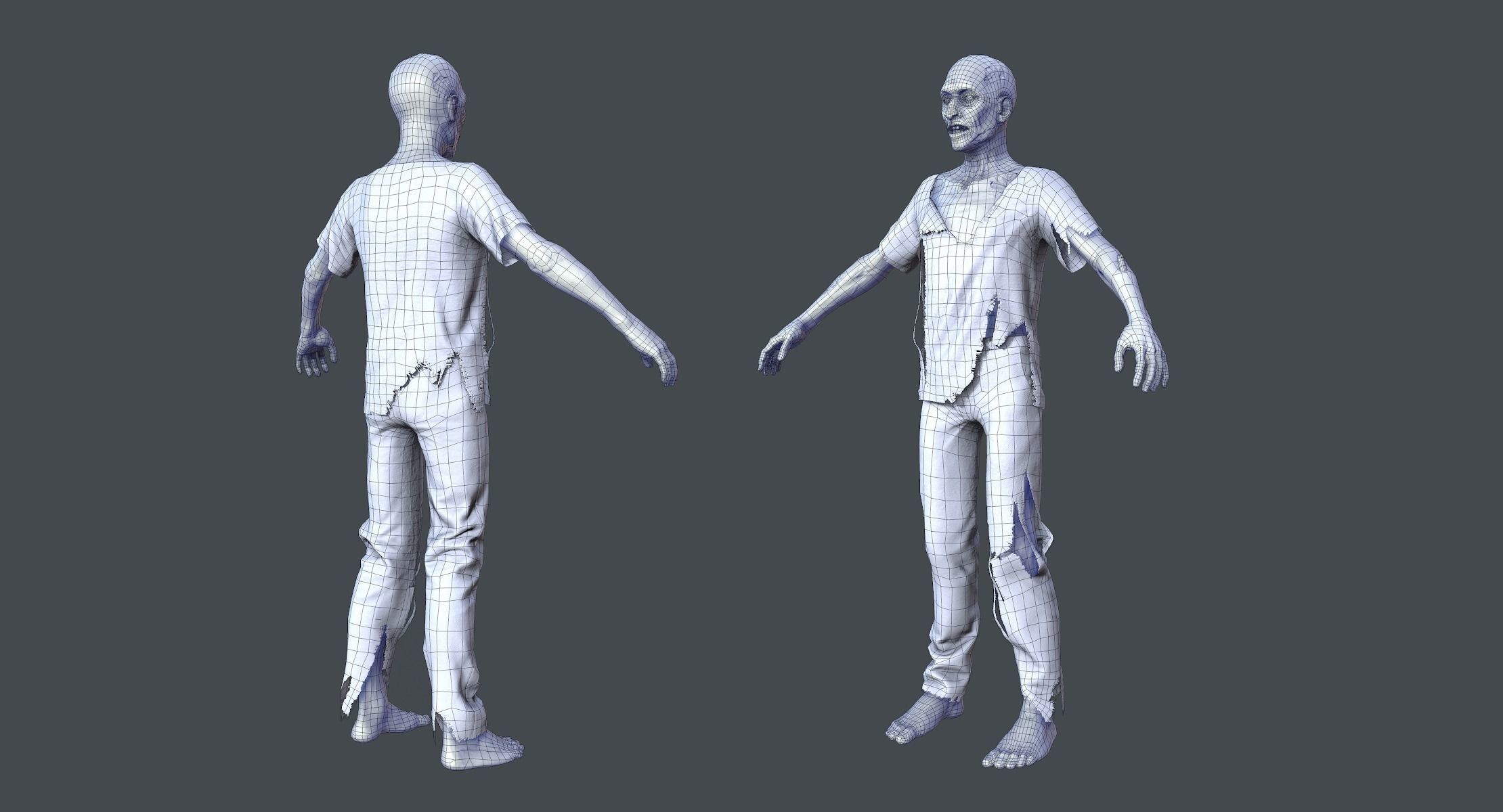 Zombie Rigged Animated Low-poly 3D model_6