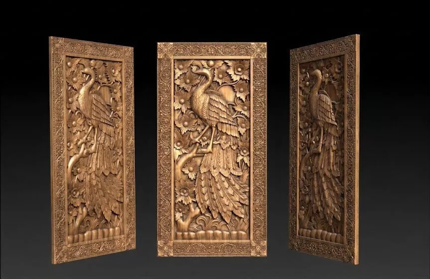 Peacock- Relief- STL- CNC- Router- Panel- Wood- Carving 3D print model