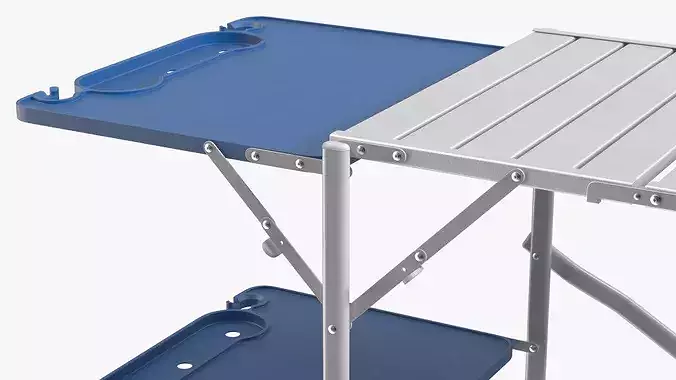 Camping Cooking Station Blue 3D model 6