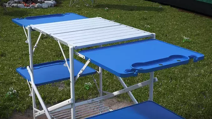 Camping Cooking Station Blue 3D model 3
