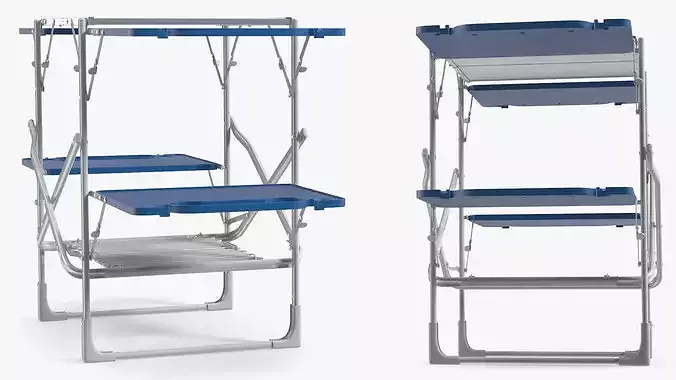 Camping Cooking Station Blue 3D model 5