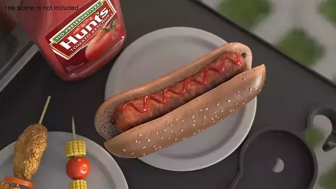 Classic Hot Dog Darker Bun 3D model 3