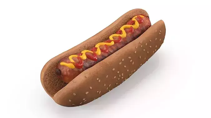 Classic Hot Dog Darker Bun 3D model