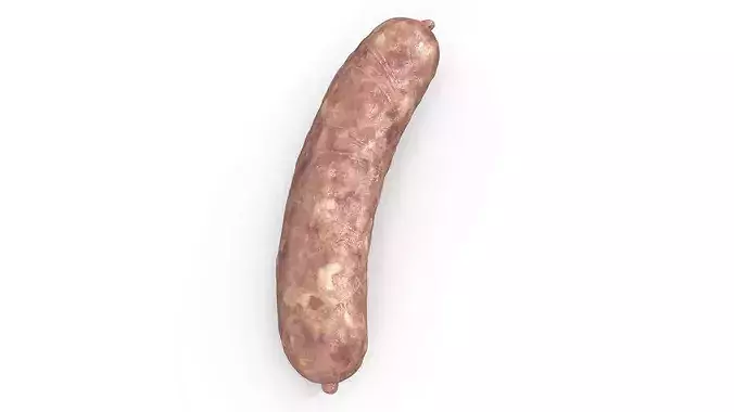 Natural Casing Meat Sausage Raw 3D model 2