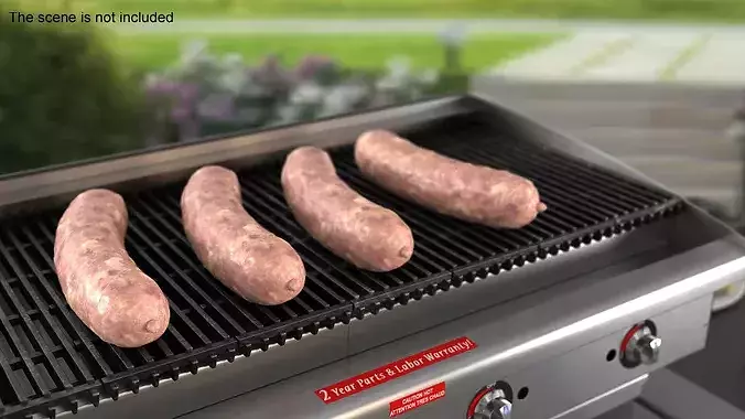 Natural Casing Meat Sausage Raw 3D model 4