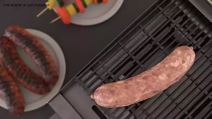Natural Casing Meat Sausage Raw 3D model 3