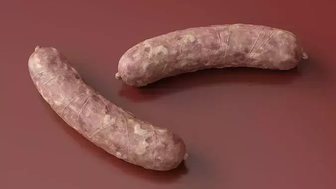 Natural Casing Meat Sausage Raw 3D model