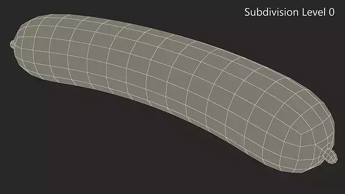 Natural Casing Meat Sausage Raw 3D model 7