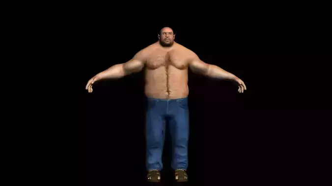 Male fat realistic rigged 3D model