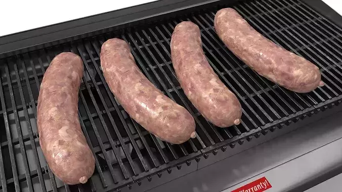 Raw Pork Sausages on Gas Grill Setup 3D model 6