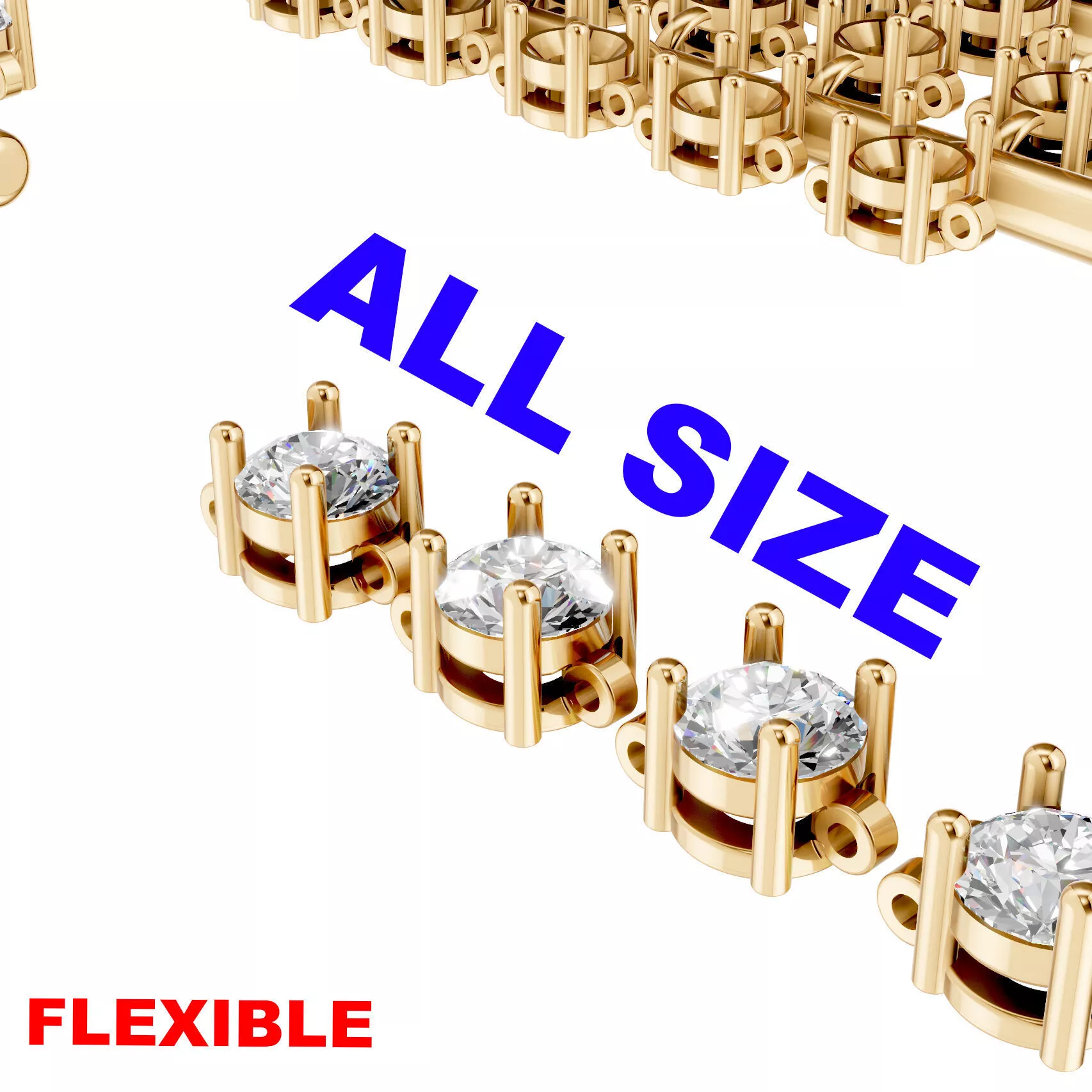 Premium Flexible Tennis Bracelet 3D print model