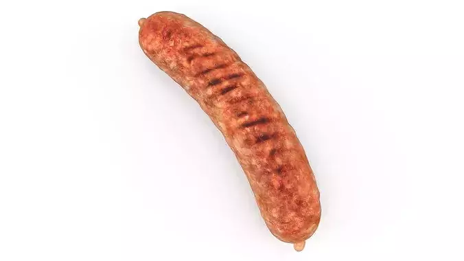 Lightly Grilled Meat Sausage Rustic 3D model 2