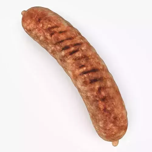 Lightly Grilled Meat Sausage Rustic 3D model 6