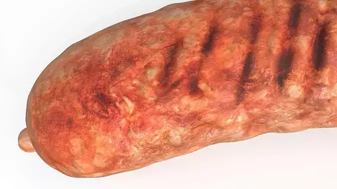 Lightly Grilled Meat Sausage Rustic 3D model 5